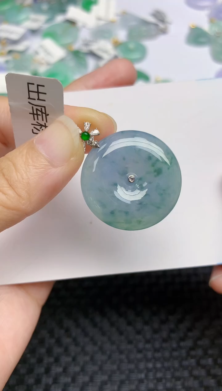 翡翠18K金镶嵌颈饰天然缅甸A货翡翠百元以上9元证书费自理
