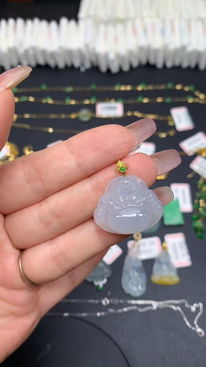 翡翠18K金镶嵌吊坠(不含链)MS193641