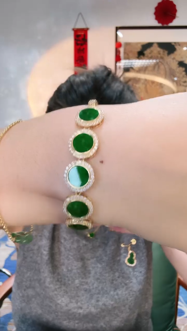 【闪购商品】翡翠手链银S925镶嵌手饰