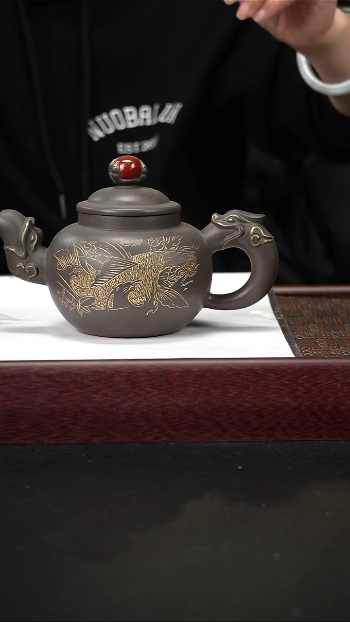 茶壶紫砂天青双龙戏珠