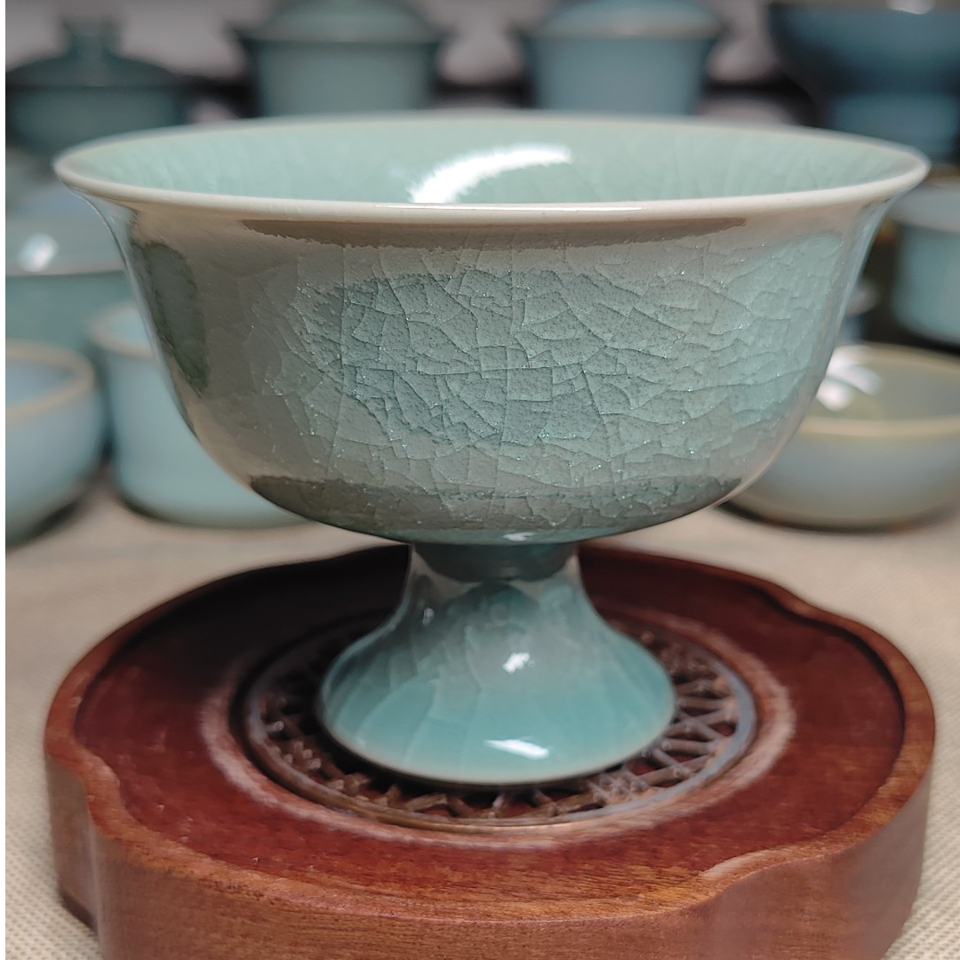 汝瓷天青釉高足杯清凉寺窑原产地