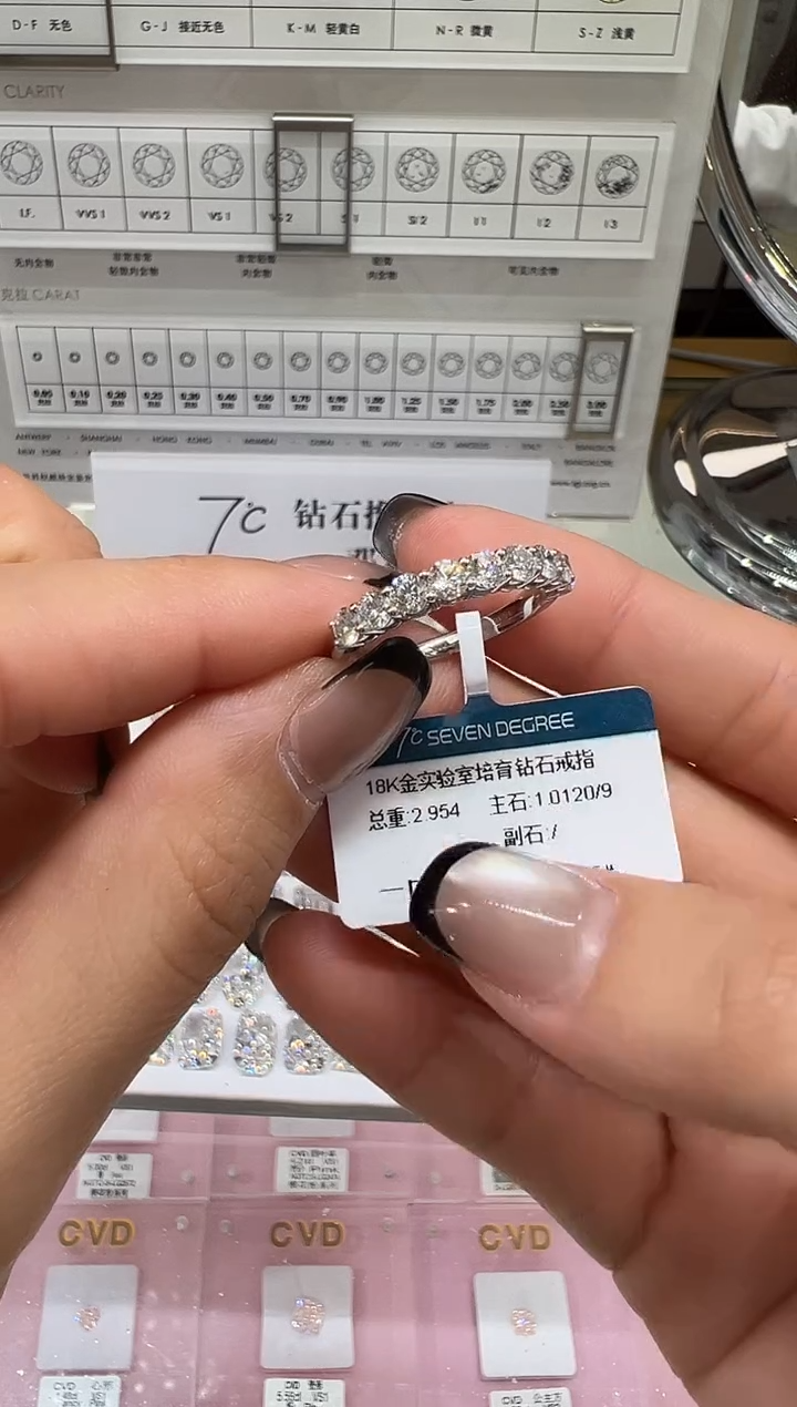 【闪购商品】实验室培育钻石裸石未镶嵌九公主排戒