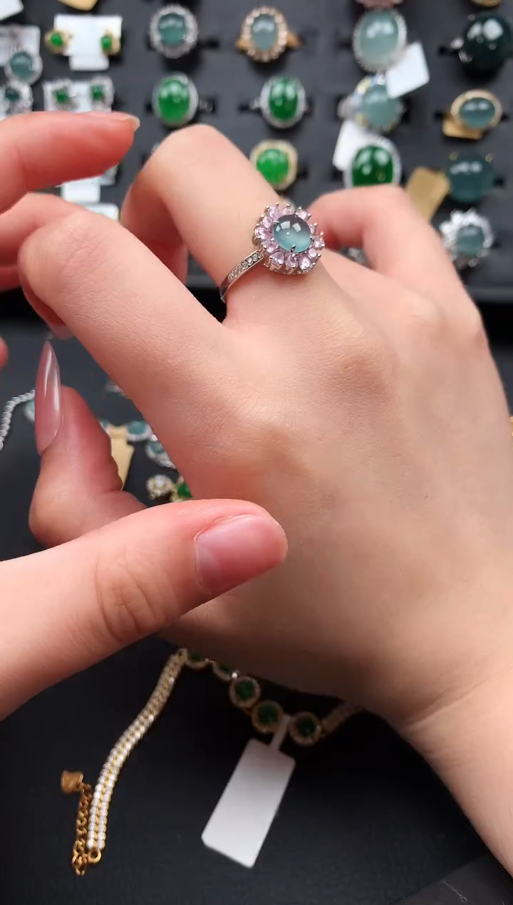 【闪购商品】翡翠戒指银S925镶嵌513241