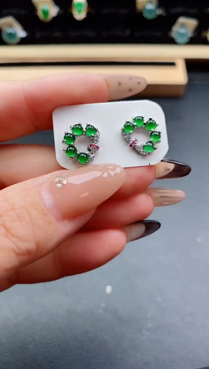 银S925镶嵌戒指翡翠1