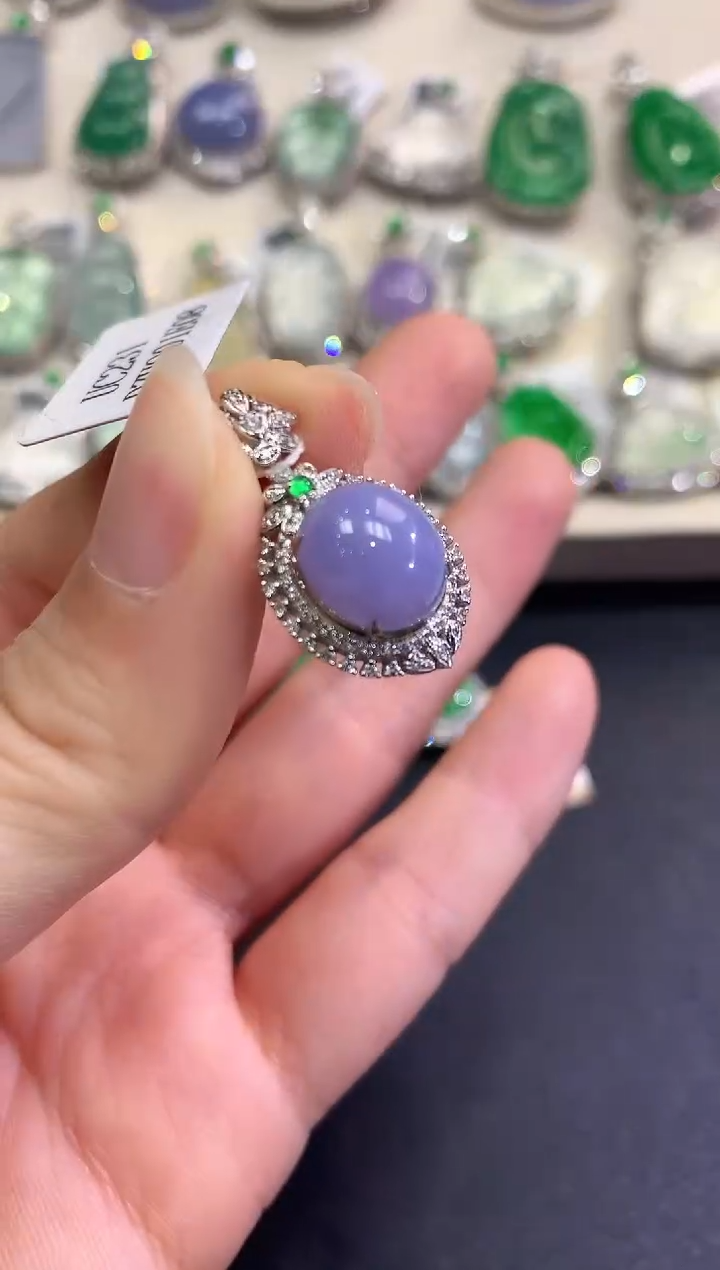 【闪购商品】翡翠颈饰18K金镶嵌C4  紫货有色差