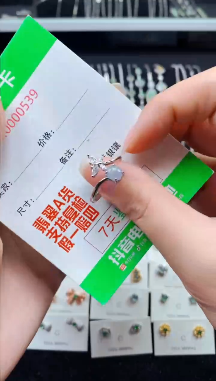 【闪购商品】翡翠耳饰银S925镶嵌0539