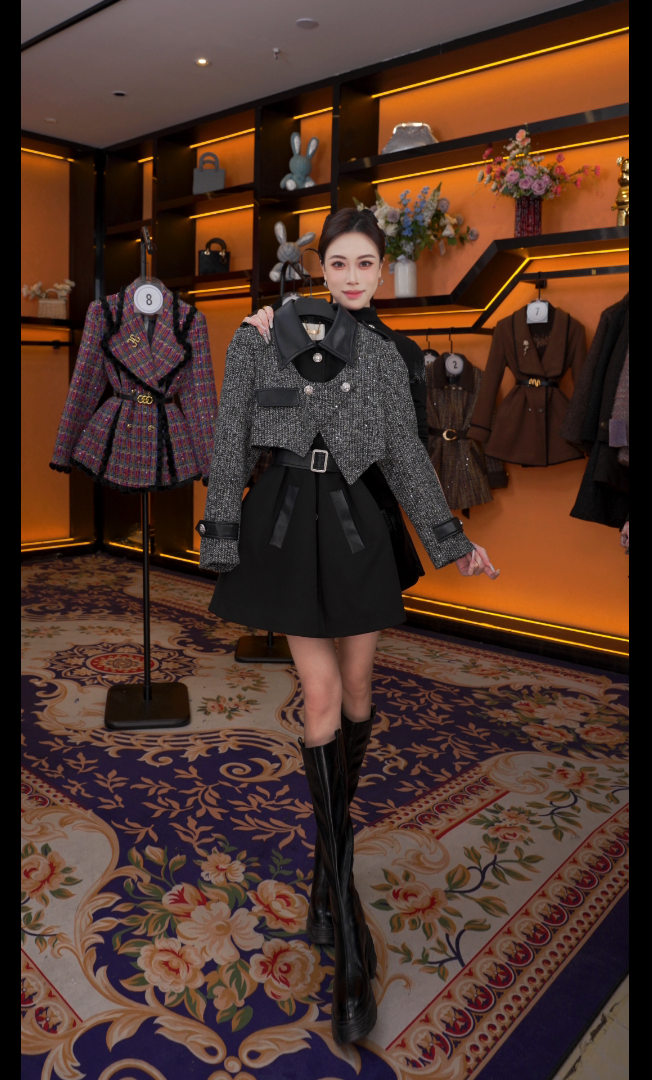 【G】秋冬气质小香风设计师中长款羽绒服轻奢女 QD-2025252