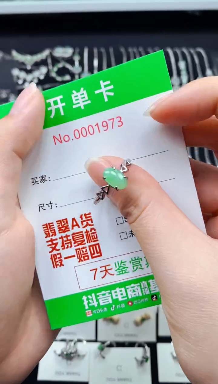 【闪购商品】翡翠戒指银S925镶嵌1973