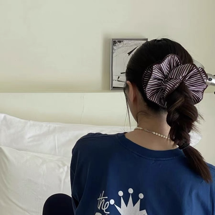 New~韩国Blue stri@布艺发圈 时髦精的条纹发绳 ~11585