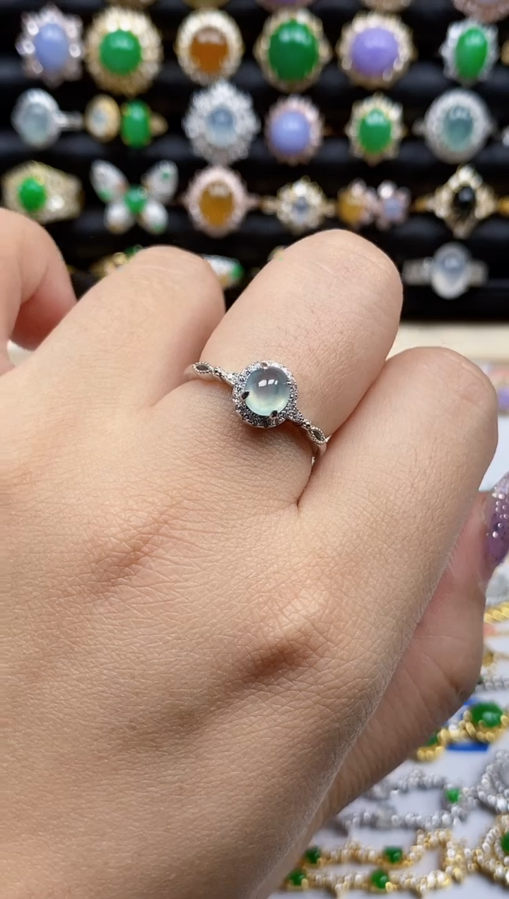 银S925镶嵌戒指翡翠1099