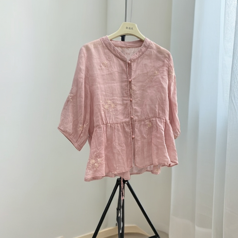 娜娜家薄款圆领衬衫领夏季8909