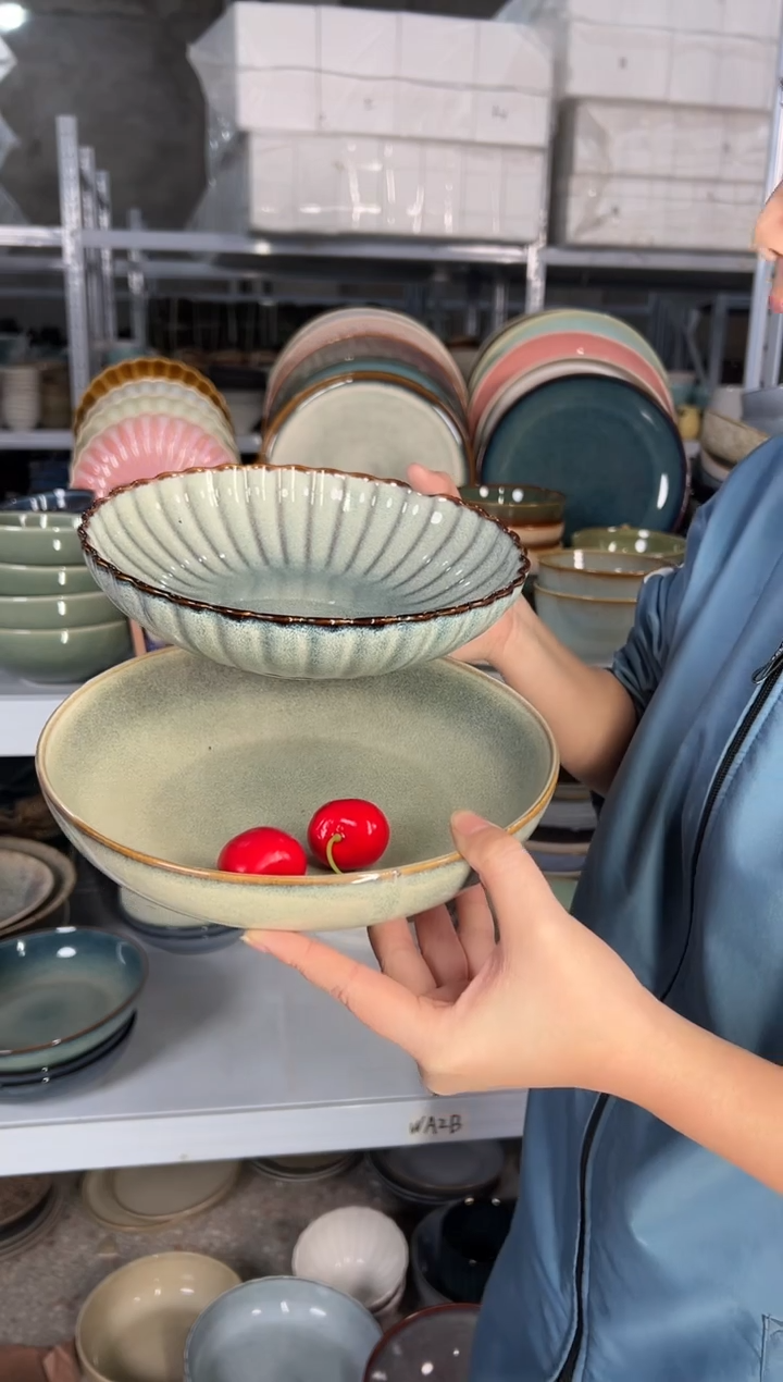 陶瓷外贸尾货瑕疵满20包邮X2深盘组合