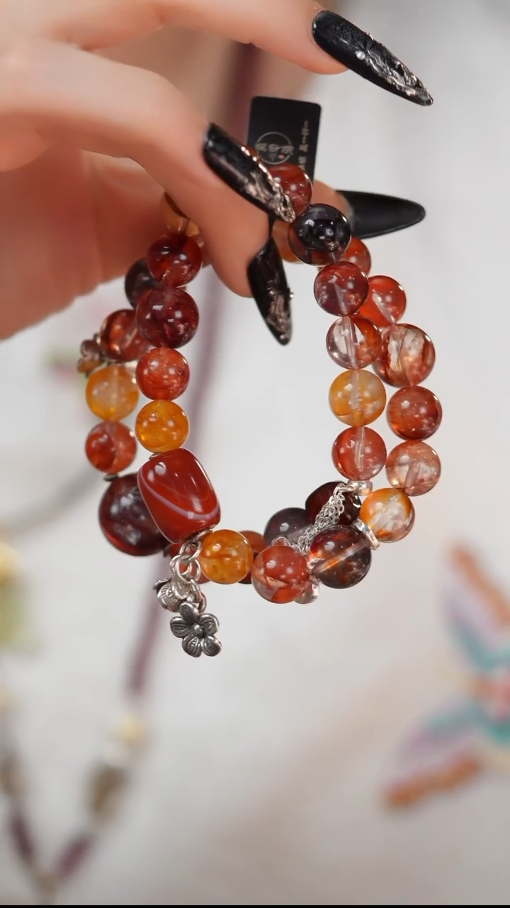 【闪购商品】水晶手串未镶嵌E759S 胶花水晶双圈手串