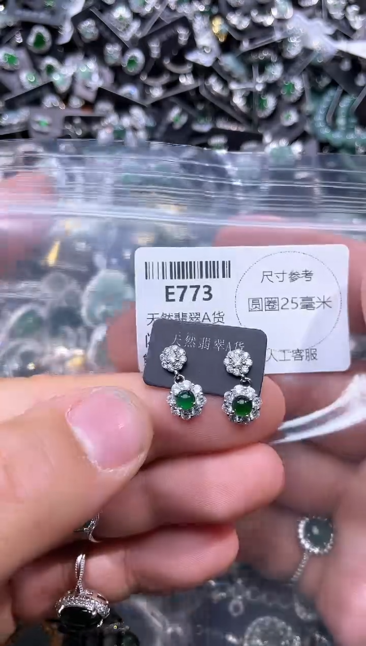 【闪购商品】翡翠颈饰未镶嵌E773耳钉