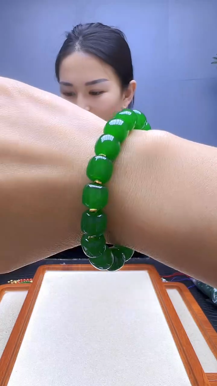 翡翠14K金镶嵌颈饰沉白diy颈饰