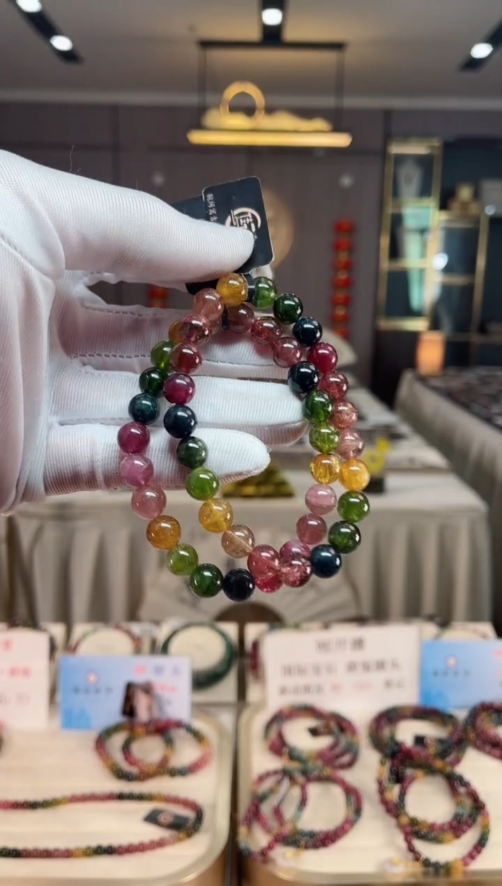 未镶嵌老矿碧玺彩虹单圈手串8mm+碧玺（多样性发一条） xion