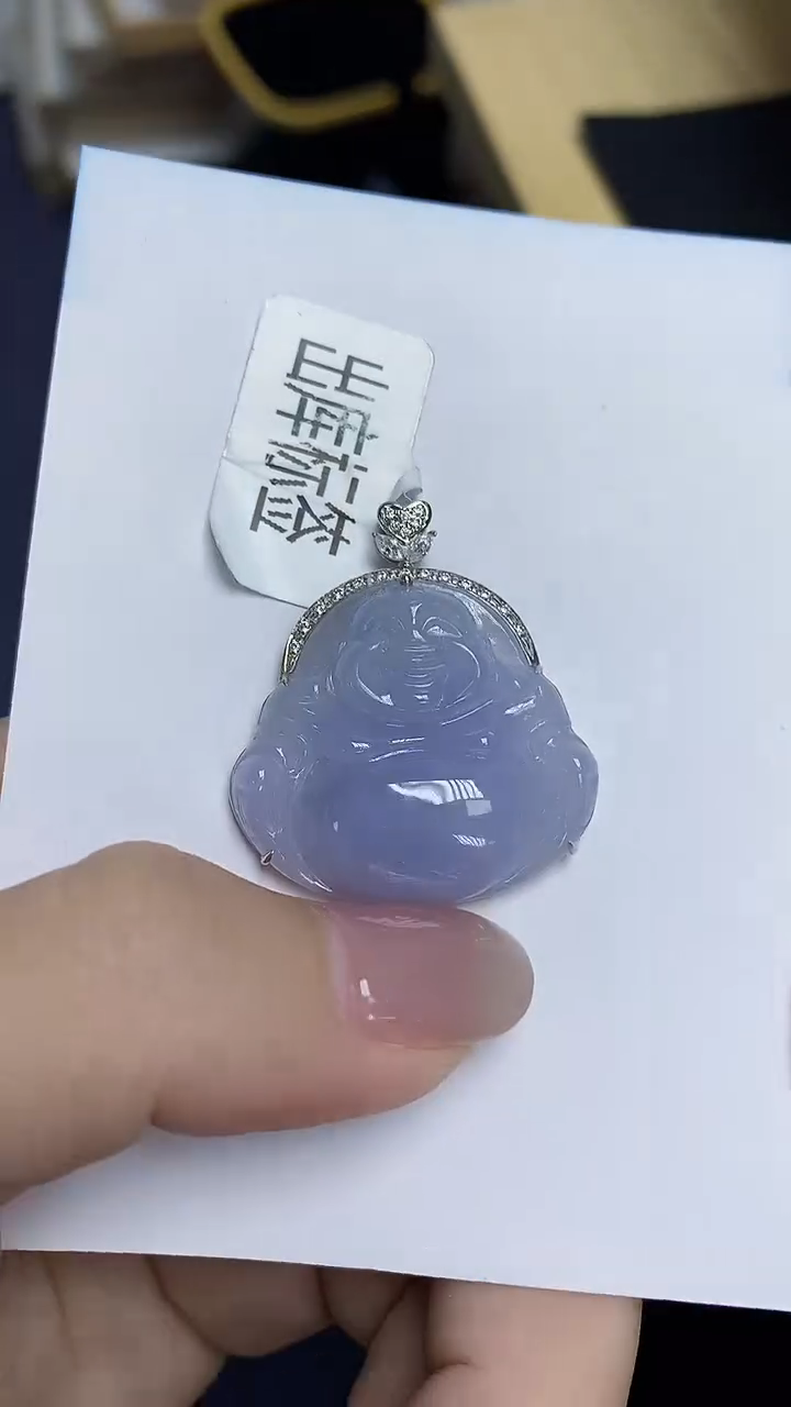 翡翠18K金镶嵌颈饰天然缅甸翡翠A货