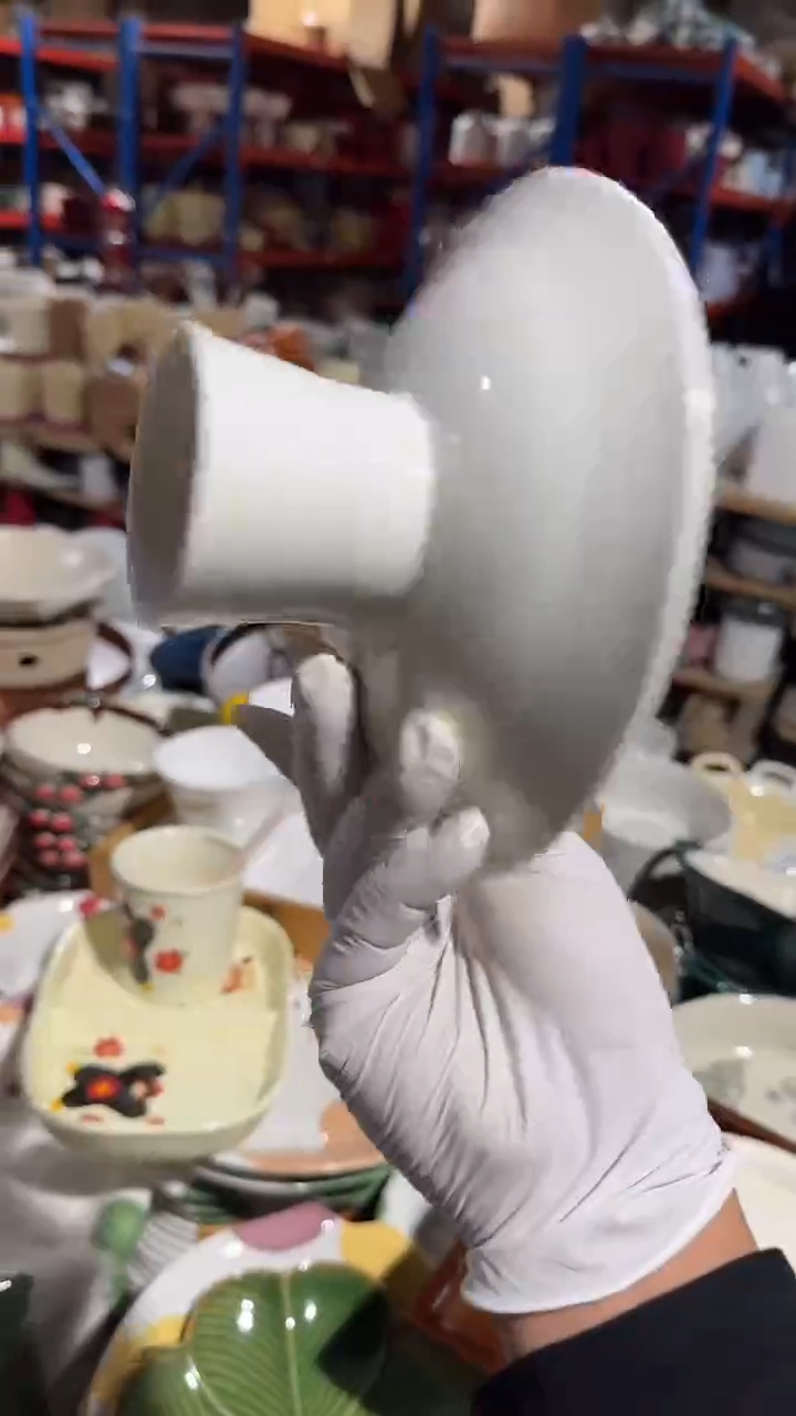 陶瓷白兰高脚盘微瑕 凑满20元包邮