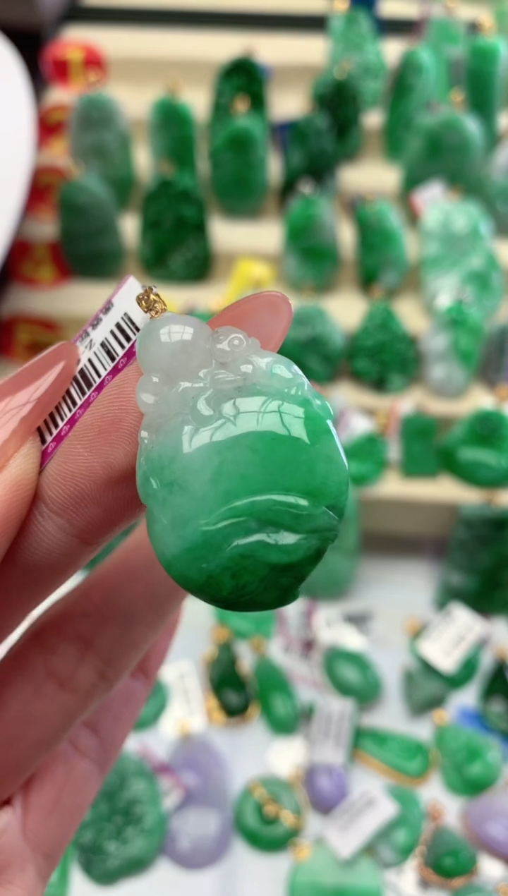 【闪购商品】翡翠颈饰18K金镶嵌挂件