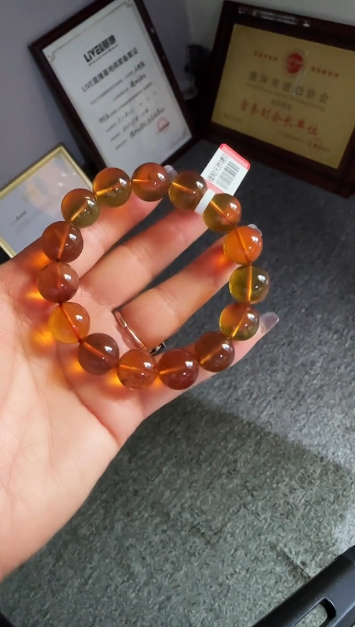 手串琥珀未镶嵌清**爱#12缅甸琥珀紫罗兰手串14mm