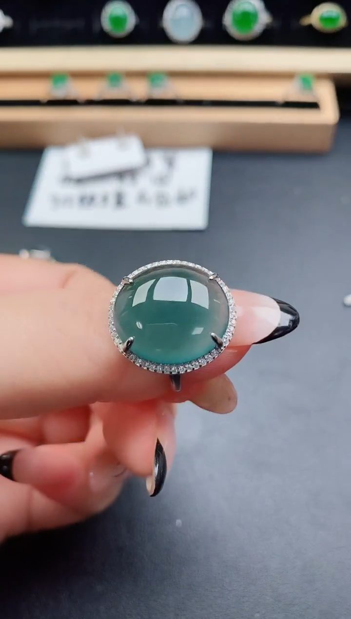 翡翠戒指银S925镶嵌508050