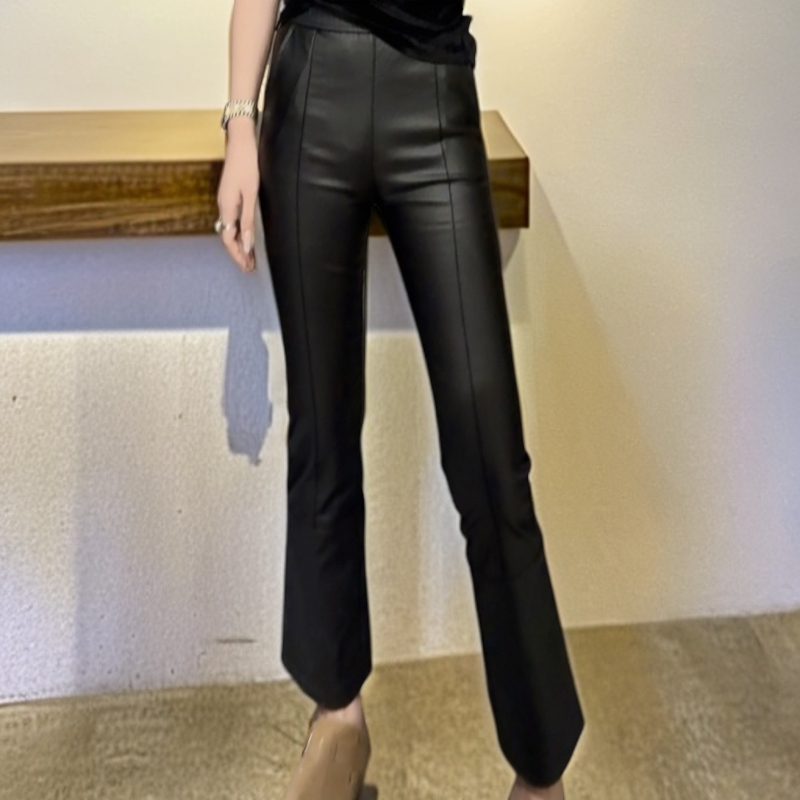 【秋季新款涂层烟管裤】 （裤长89左右）百搭显高显瘦显腿长