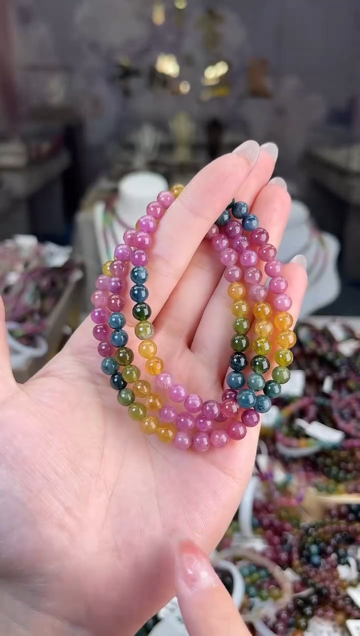 【闪购商品】/未镶嵌碧玺5mm+碧玺多圈多样性发货