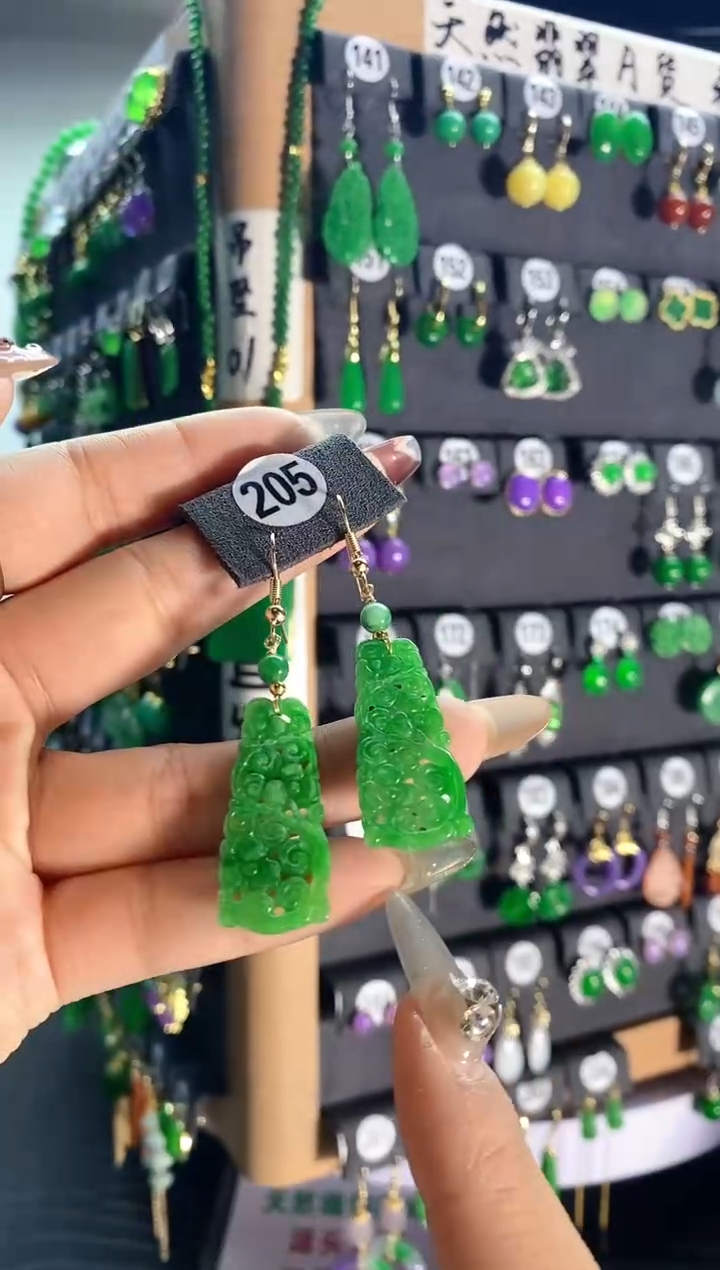 【闪购商品】翡翠耳饰银S925镶嵌205..
