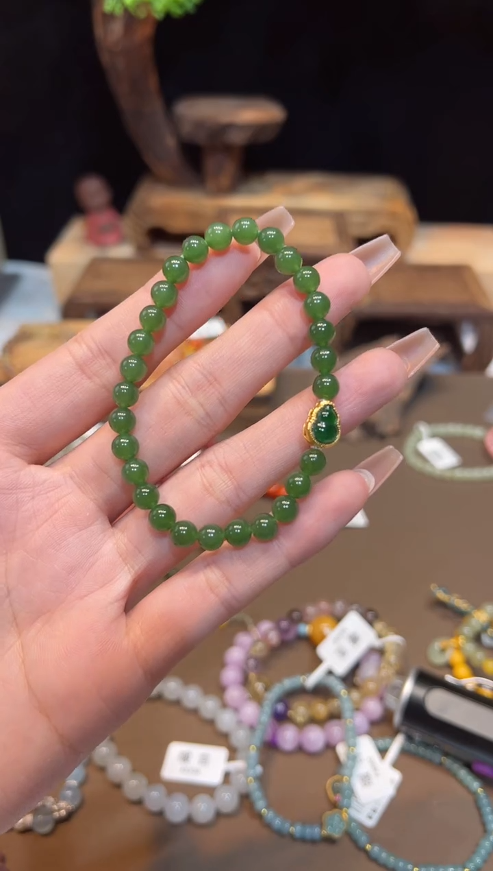 【闪购商品】和田玉手饰18K金镶嵌手饰@@A5312