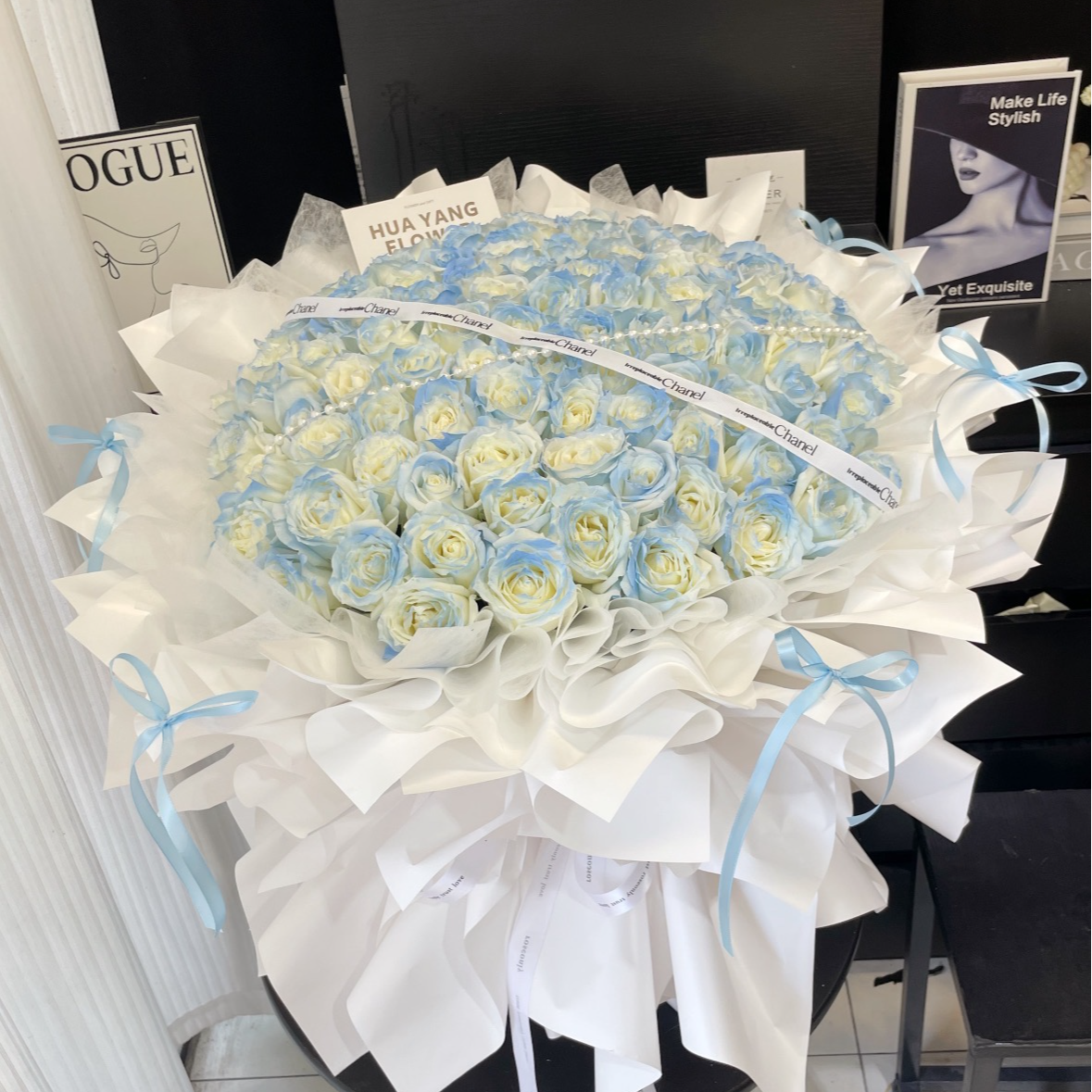 「碎冰蓝」鲜花全国鲜花小时达真花花束生日同城订婚送女友闺蜜