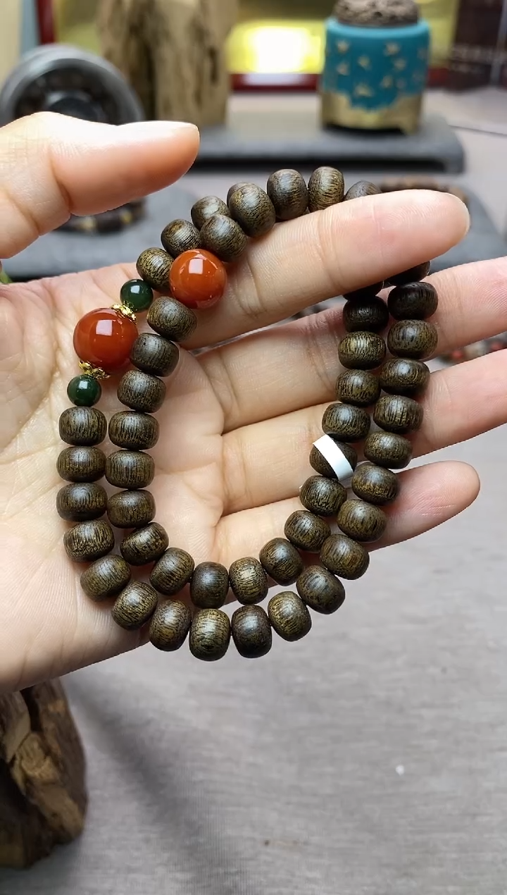 【闪购商品】沉香手串富森红土6*8玉化沉水＋配饰双圈设计