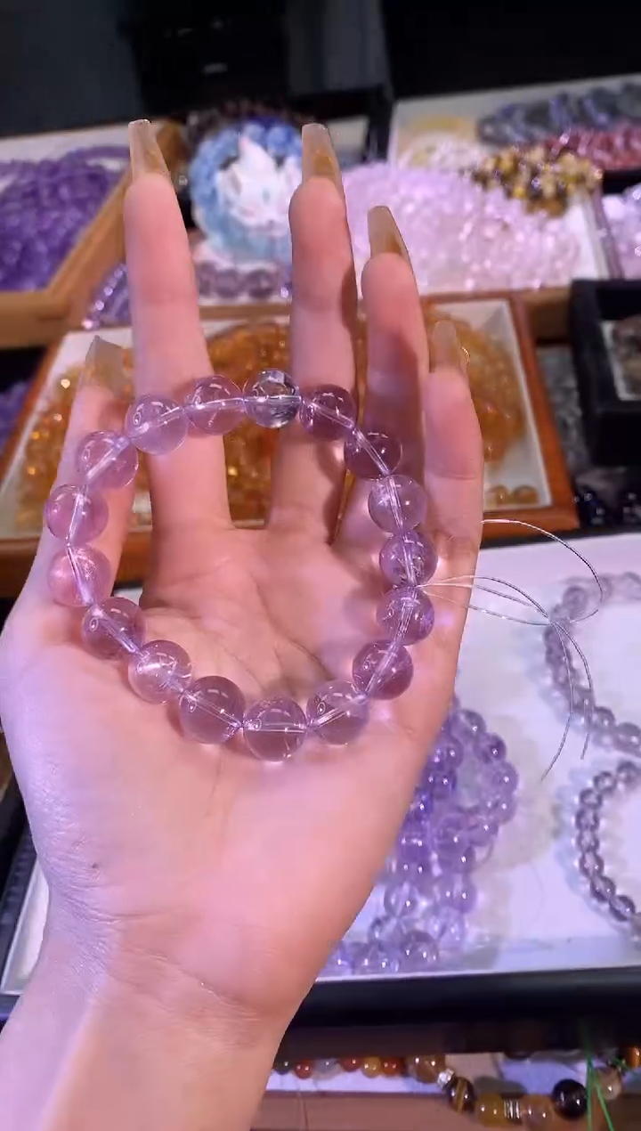 【闪购商品】水晶手链未镶嵌毕业玻利维亚紫水晶12mm+