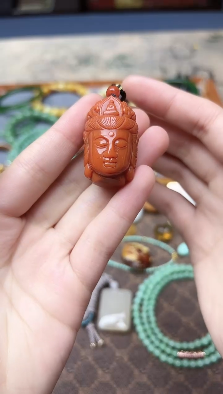 颈饰未镶嵌南红玛瑙南红观音吊坠TX