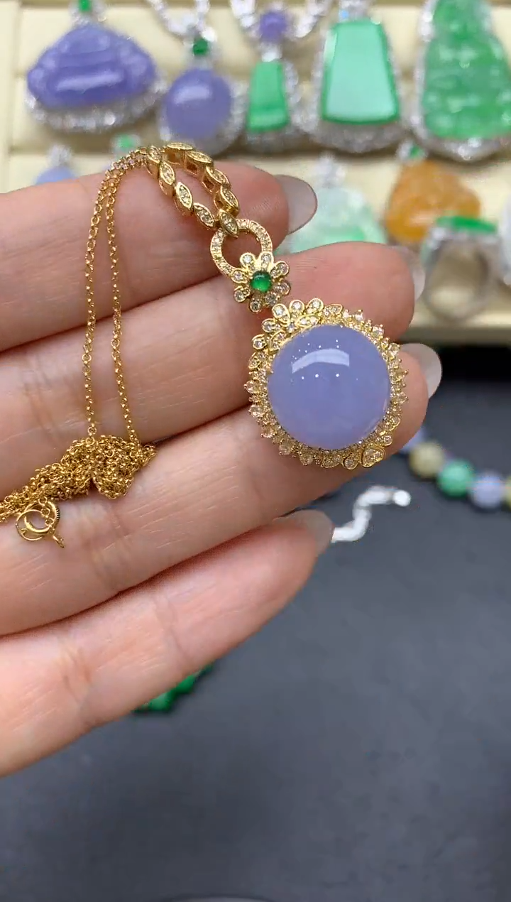 【闪购商品】翡翠颈饰18K金镶嵌424-中国好珍宝