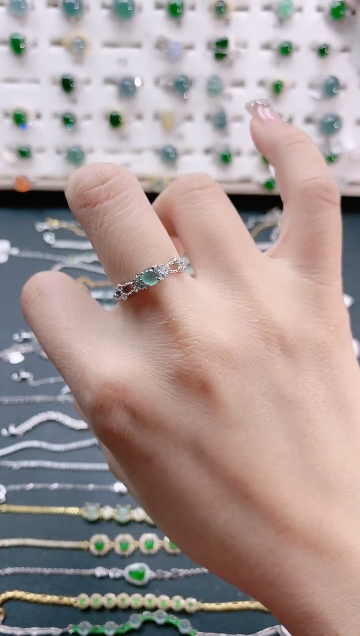 【闪购商品】翡翠戒指银S925镶嵌天然翡翠