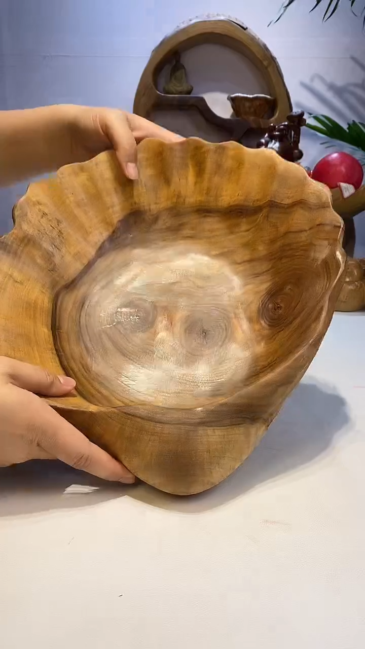 【闪购商品】香樟木A19贝壳果盆/尺寸35*32*10