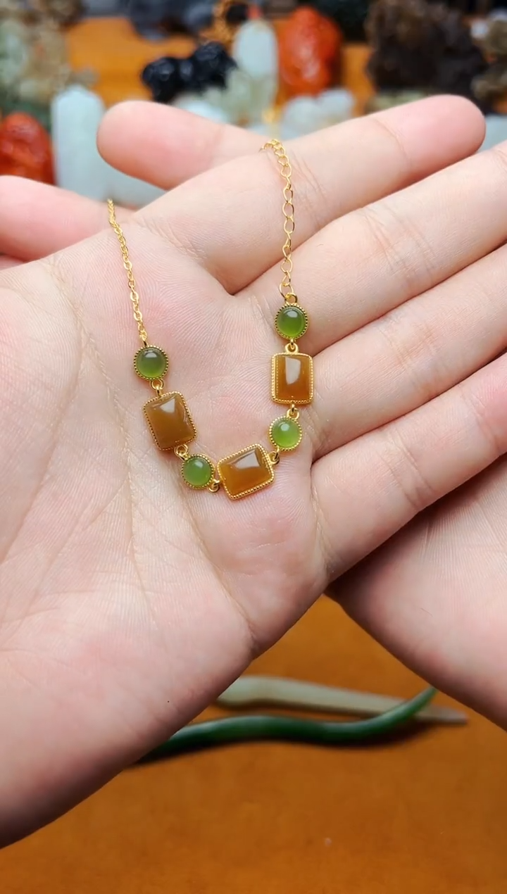 【闪购商品】和田玉手链银S925镶嵌手链