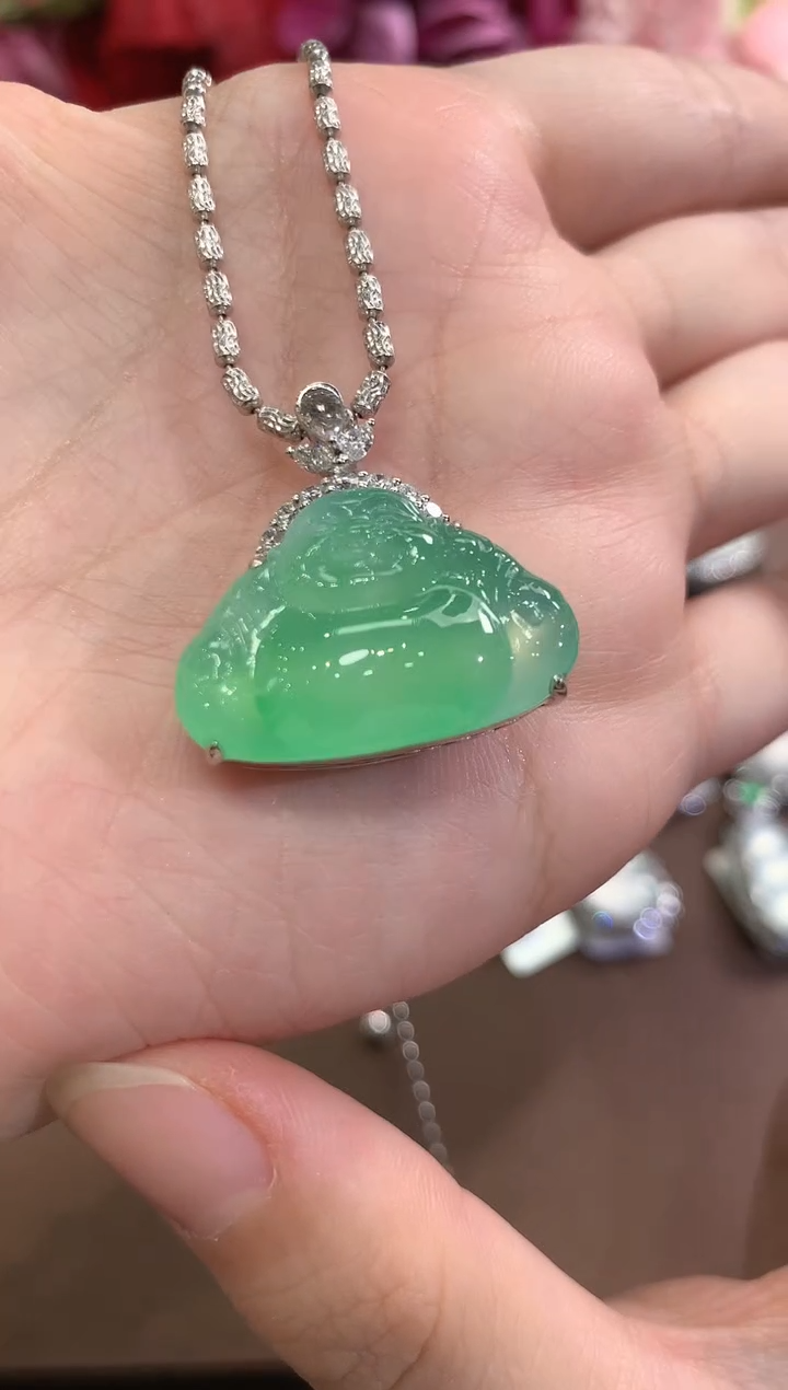 吊坠(不含链)18K金镶嵌翡翠W*?春日珠宝 A1