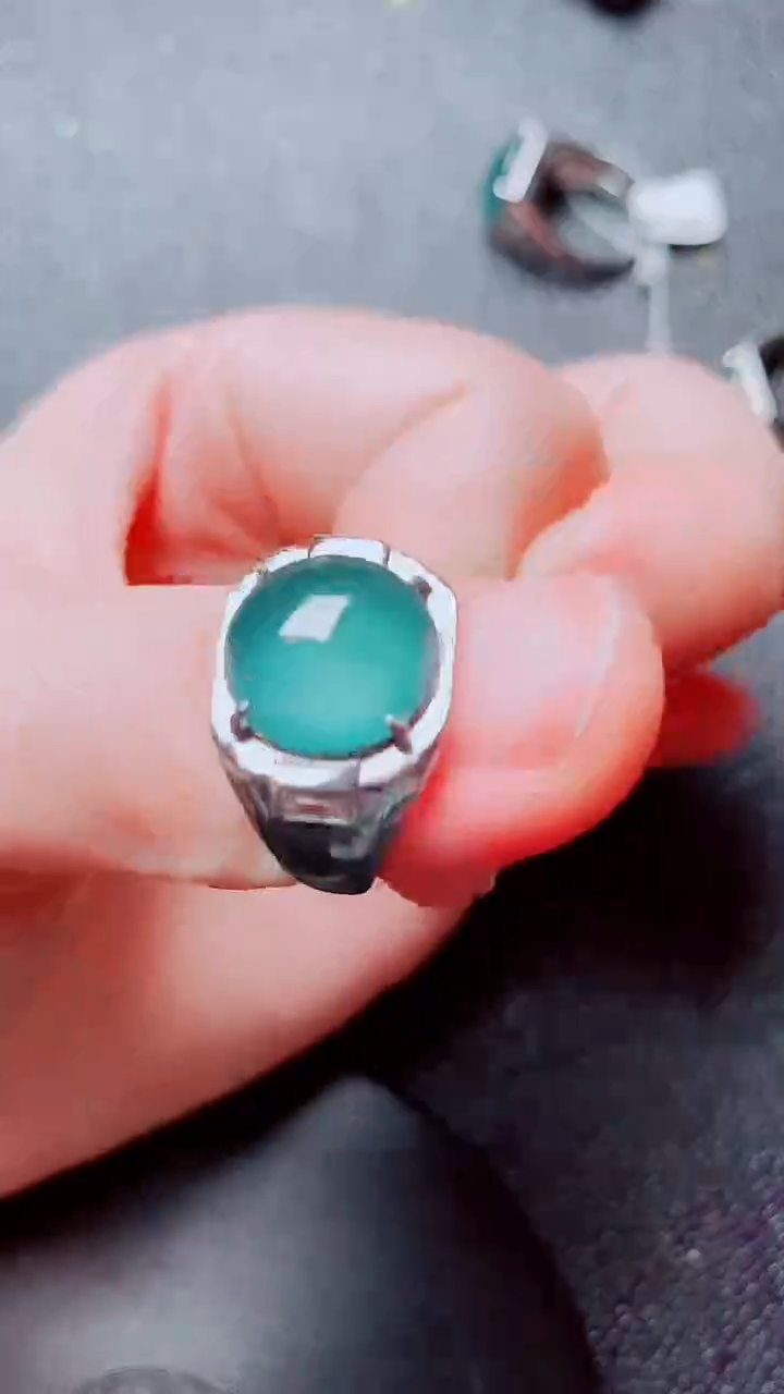 银S925镶嵌戒指翡翠翡翠