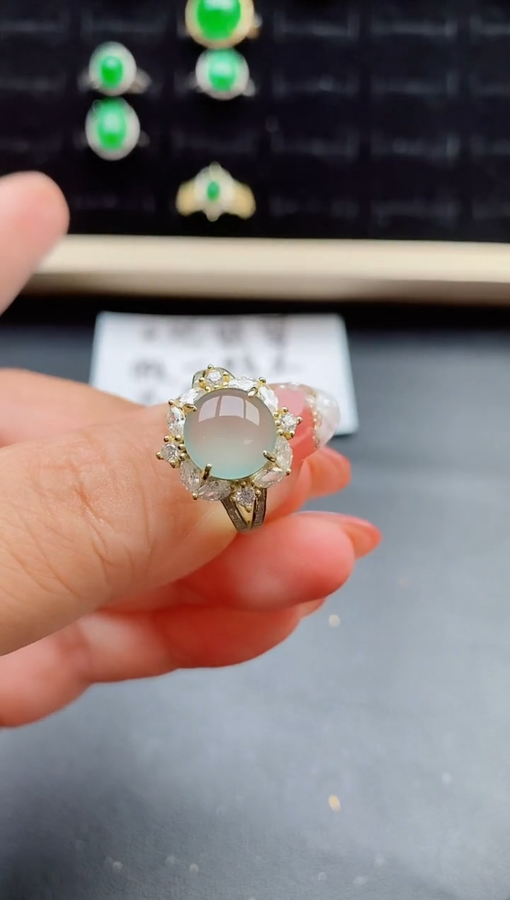 【闪购商品】翡翠戒指银S925镶嵌0850