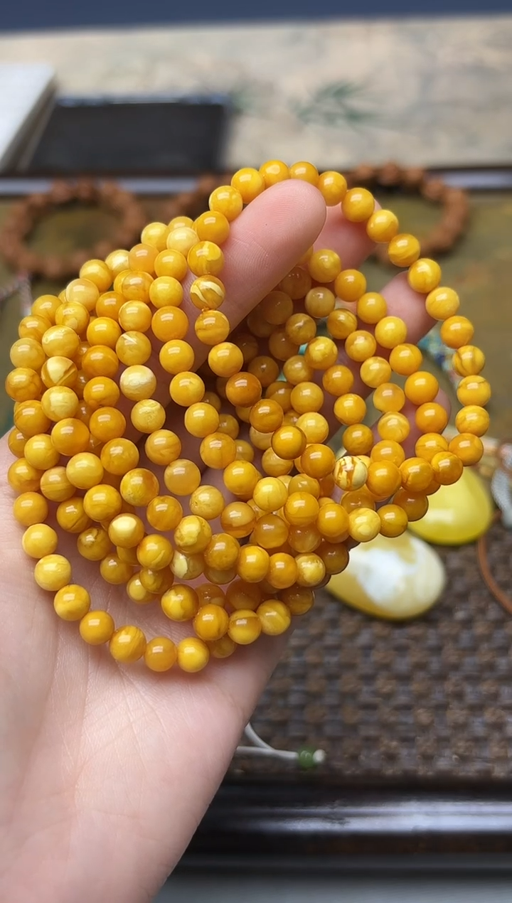 裸石蜜蜡未镶嵌蜜蜡手串6mm+SAF多样性发其一