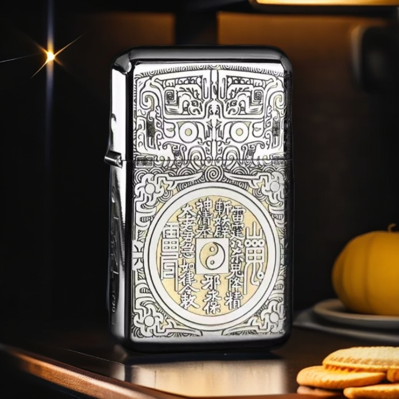 白镍版山鬼花钱（配官方礼盒保卡）创意打火机防风男士