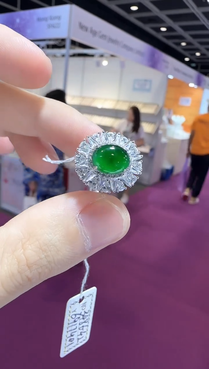 银S925镶嵌戒指翡翠6mm