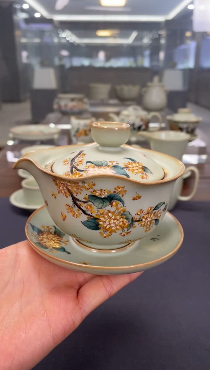 【闪购商品】周泽堂余秀华彩绘知行盖碗（桂花）