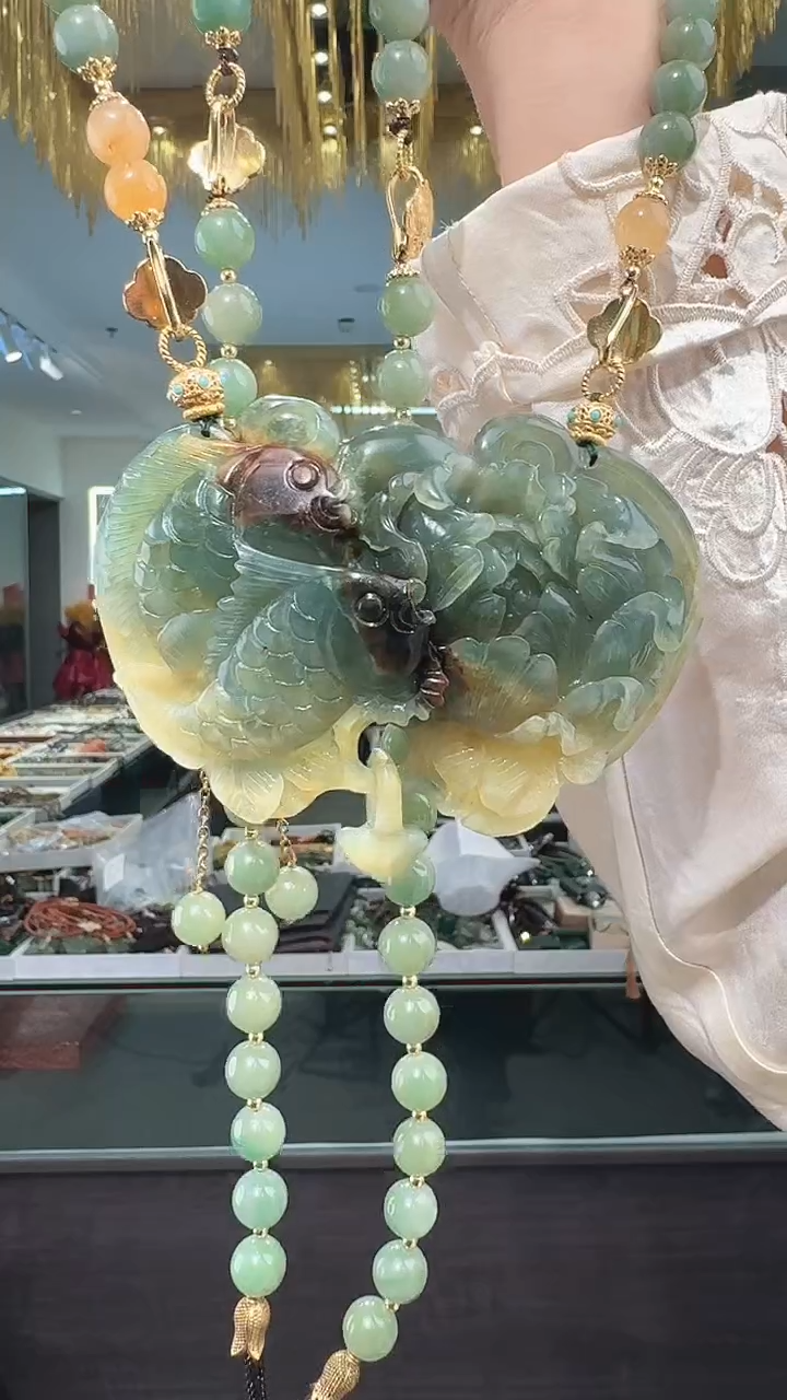 岫玉未镶嵌颈饰葫芦吊坠腰链2