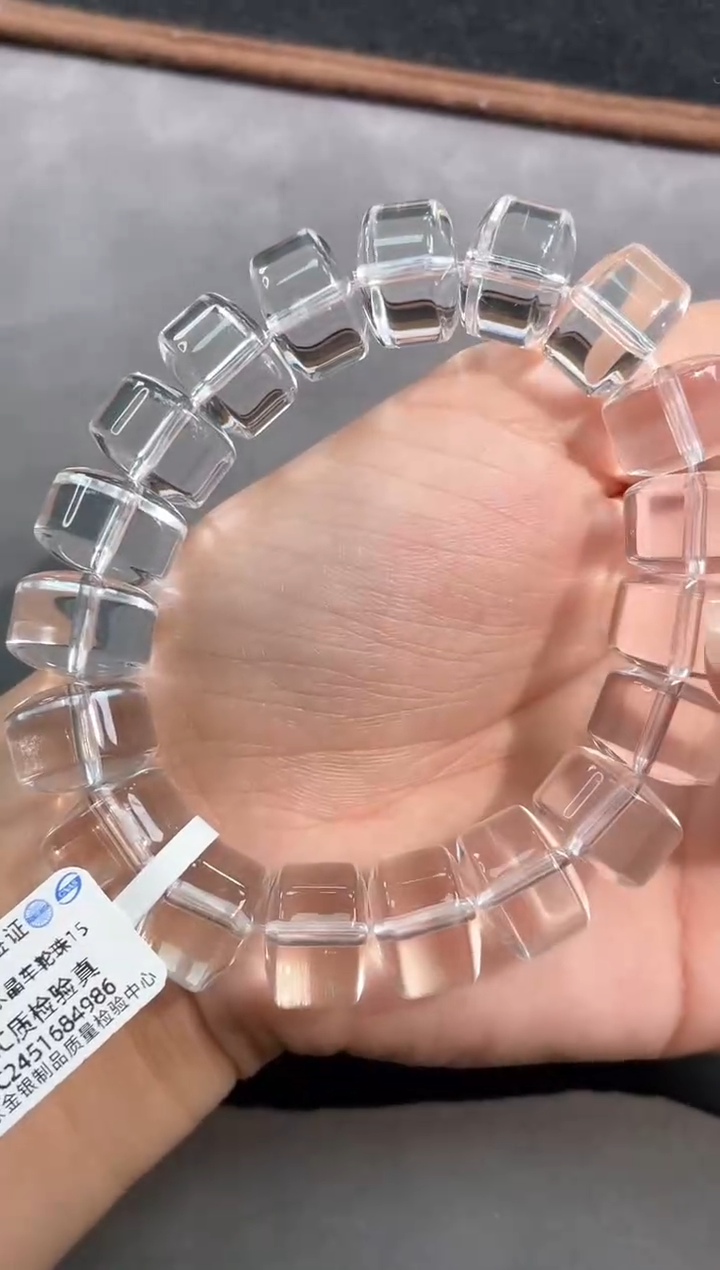 【闪购商品】水晶手链未镶嵌12号利姆利亚白水晶车轮珠15mm