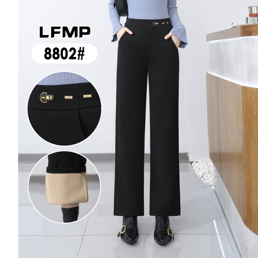  8802 新款女士加绒窄版直筒裤 F81