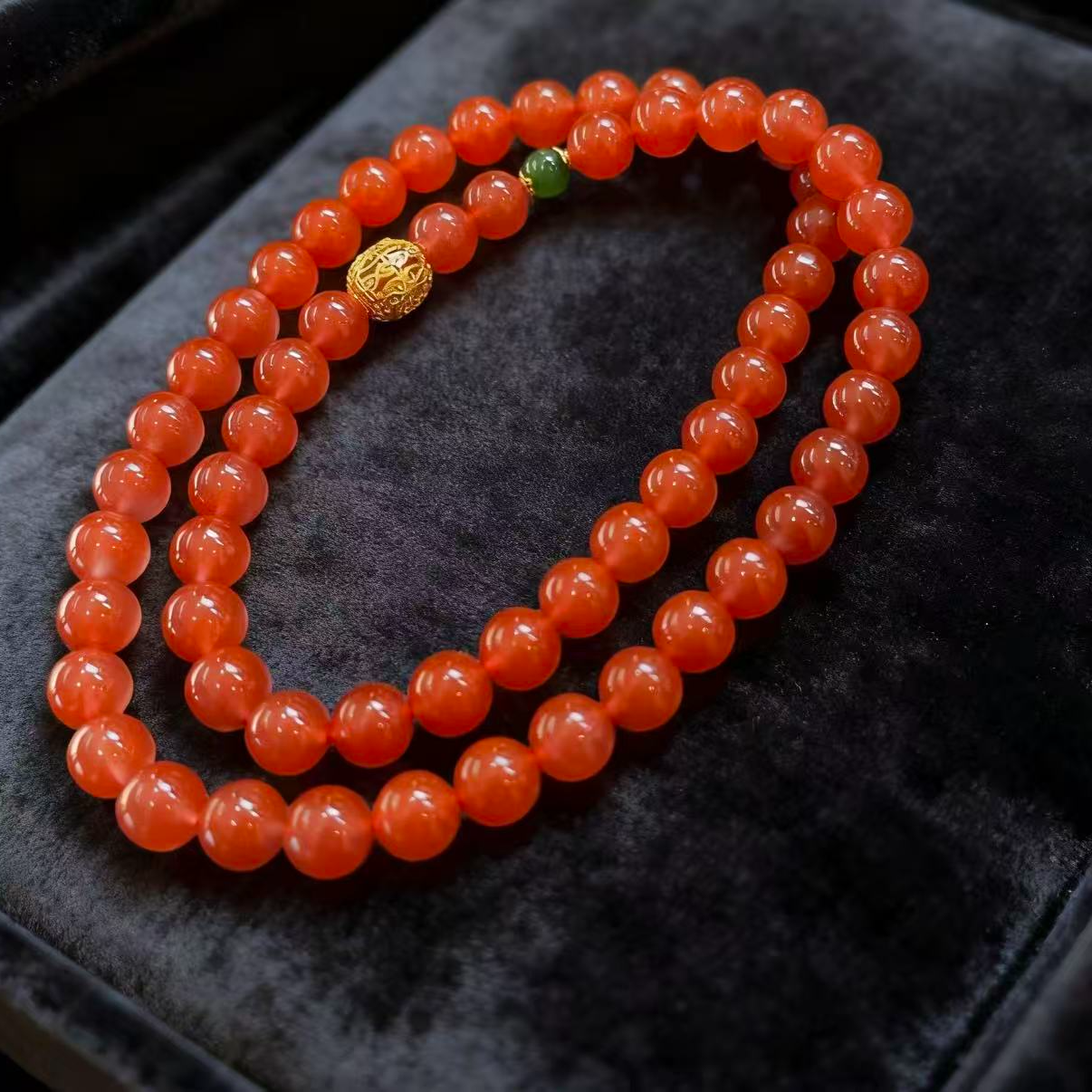 【丽老师】顶顶鸡冠红18k滴水洞南红项链【发一件】