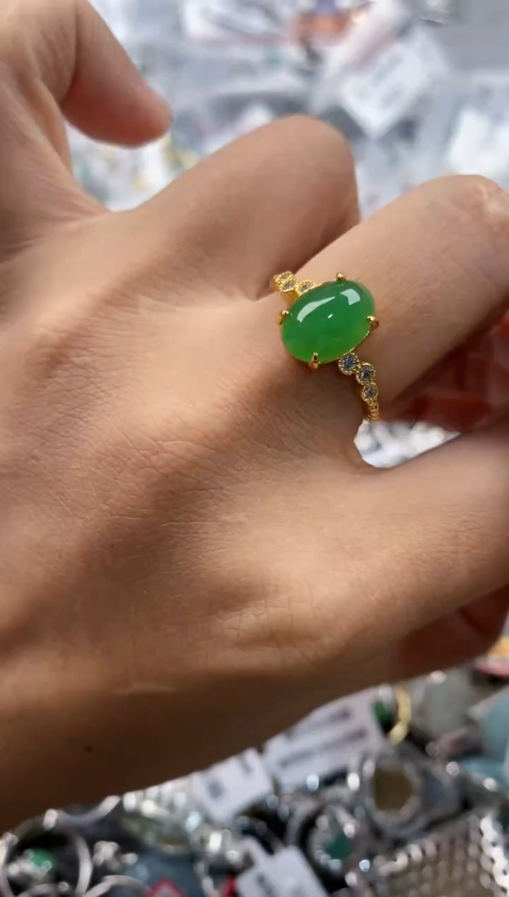 银S925镶嵌戒指翡翠111      7