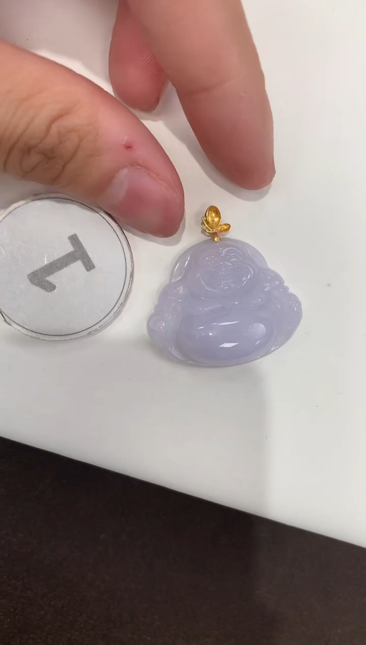 颈饰18K金镶嵌翡翠天然缅甸a货翡翠